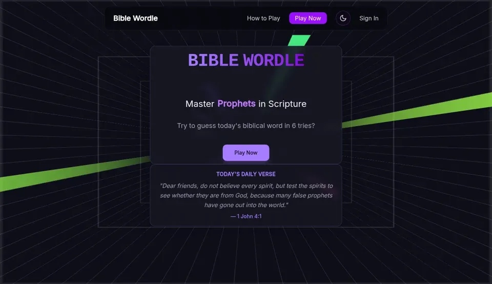 Bible Wordle, dark theme