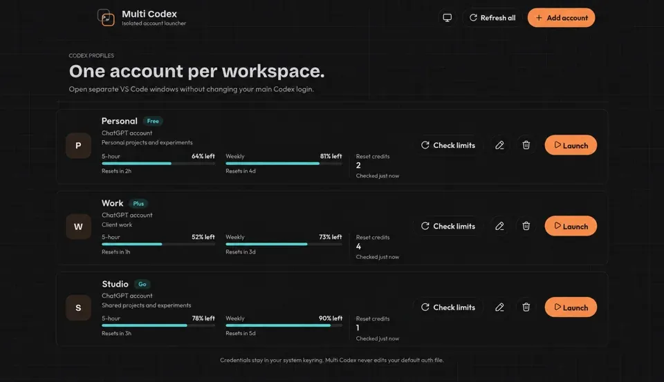 Multi Codex, dark theme